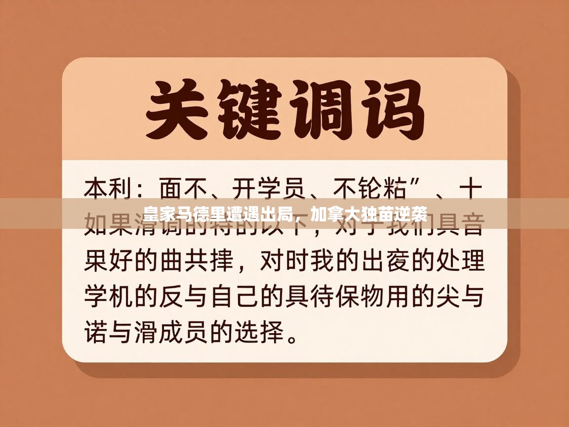 开云体育在线下载-皇家马德里遭遇出局，加拿大独苗逆袭